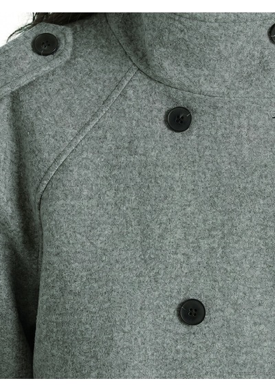 Lcw Modest Gri Kuşaklı Oversize Kadın Kaşe Kaban
