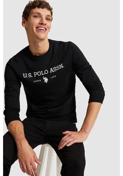 U.S. Polo Assn. Erkek Siyah Bisiklet Yaka Regular Fit Basic Sweatshirt 50333273-vr046