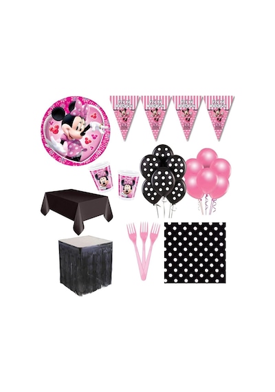 Minnie Mouse Doğum Günü Parti Seti+Metalize Masa Eteği 8 Kişilik N11.92