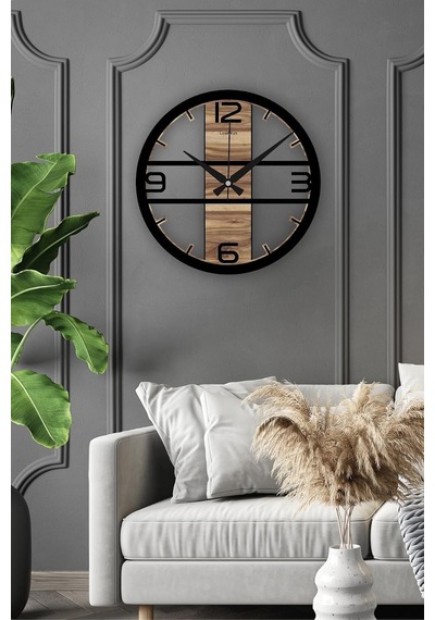 Büyük Sessiz Duvar Saati, Ahşap Modern Duvar Saati, Yeni Ev Hediyesi, Yeni Ofis Hediyesi, 60cm 60 Cm