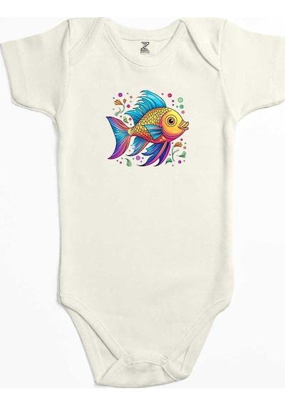 Zepplin Giyim Colorful Fish Pembe Bebek Body Zıbın