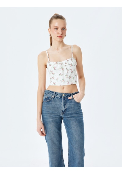 Koton İp Askılı Bağcık Detaylı Gipeli Çiçekli Crop Üst Pembe Desenli 5sal30004ıw Pembe Desenli Koton İp Askılı Bağcık Detaylı Gipeli Çiçekli Crop Üst Pembe Desenli 5sal30004ıw Pembe Desenli