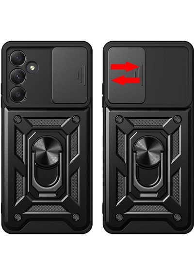 Galaxy Uyumlu A55 Kılıf Magnetik Standlı Kamera Korumalı Zore Sürgülü Vega Kapak Mavi