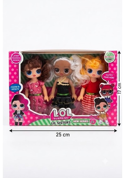 Lol Lil Sisters 3'lü Bebek Seti Kız Çocuk Sevimli Oyuncak Bebek Seti