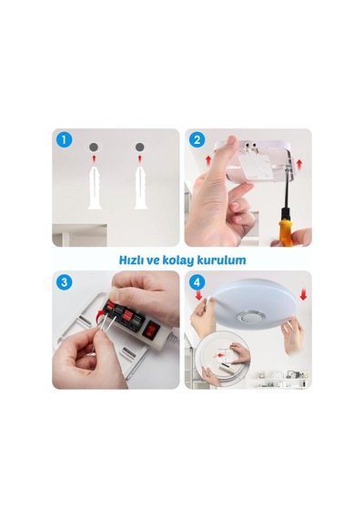 Hpytech Akıllı Tavan Aydınlatma Smart Life Rgb Led Lamba Bluetooth Müzik Uzaktan Kumanda Çok Renkli