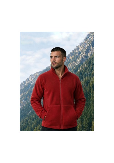 Givoria Erkek Kışlık Fermuarlı Cepli Polar Hırka Outdoor Kırmızı Kırmızı