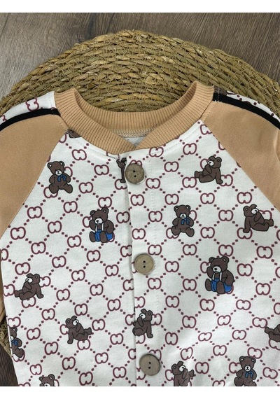 Bebicix Panda Baskılı Relaxed Eşofman Takımı Sütlü Kahve
