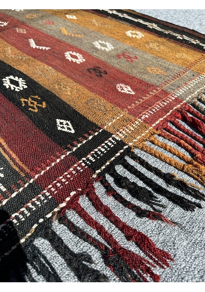 Burak Halı El Dokuma Dekoratif Kilim 92 x 123 Kök Boya Kiremit Kırmızı