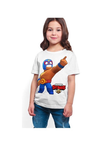 Startmore Brawl Stars El Primo Dijital Baskılı Beyaz Unisex T-shirt K-06