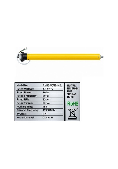 A-ok Am45-50/12-mel 50nm Elektronik Limitli Alıcılı Panjur Ve Tente Tüp Motoru