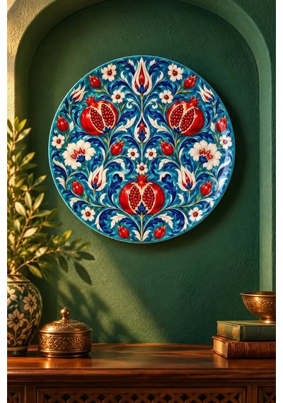 Dekoratif Duvar Tabağı Neo-iznik Maksimalizm Dekorlu Seramik Tabak Mor