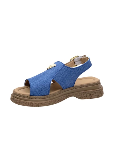 Kadın Rad Koyumavi Keten Bilekten Bağlamalı Sandalet 4 Cm Sn100 001