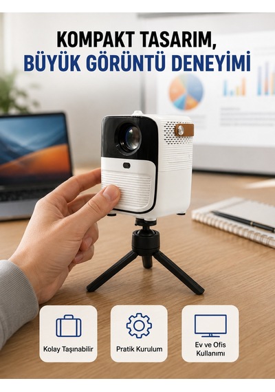 Android Sistemli Mini Projektör Uygulama Destekli Akıllı Kullanım Yeni Nesil Diğer