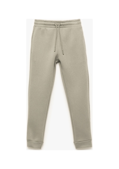 Koton Erkek Çocuk Beli Lastikli Cepli Şardonlu Basic Jogger Eşofman Altı Gri