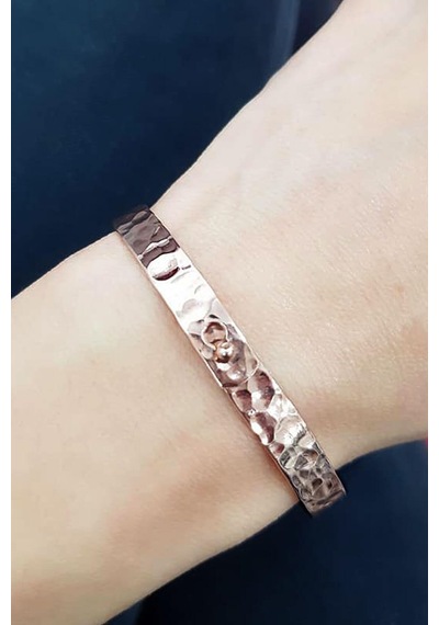 El İşi Dövme Gümüş Üzerine Rose Altın Kaplama Bileklik