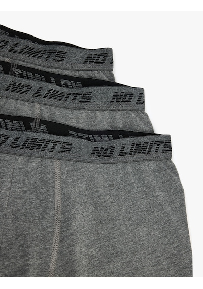 Koton Baskılı Bel Detaylı Pamuklu Basic 3'lü Boxer Seti Gri Melanj 6slm90033mk