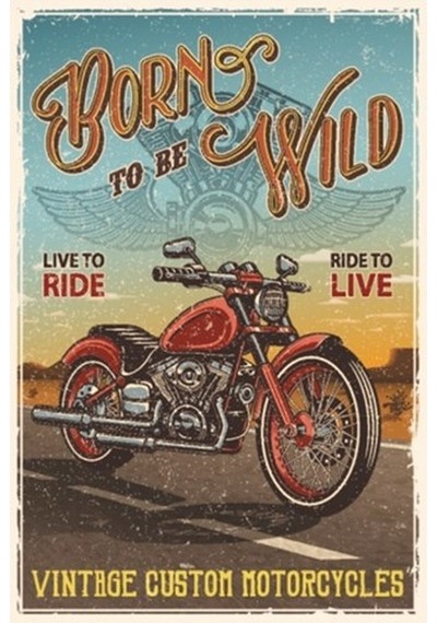 Vahşi Motor Retro Vintage Ahşap Poster