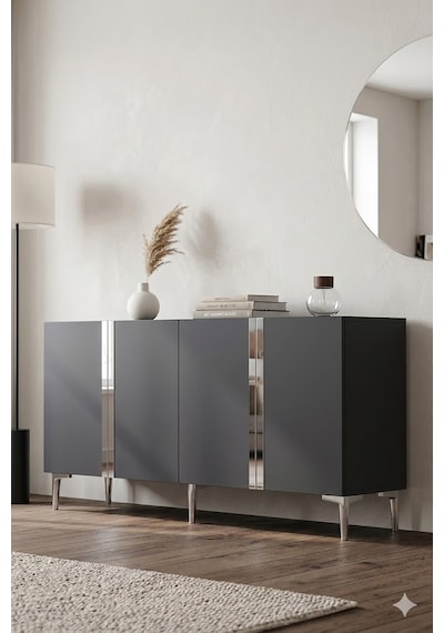 Ka1598as Anka Konsol Ve Tv Sehpası Antrasit-silver 150cm