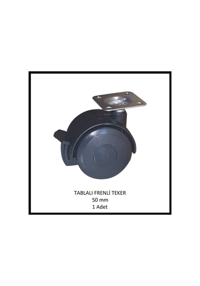 Frenli, Tablalı, Mobilya Tekerleği, 50 Mm, Ofis Koltuk, Dolap, Etejer, 360 Derece Döner Siyah