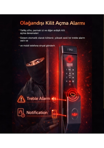 Novarex Pro Akıllı Kapı Kilidi Yüz Tanıma, Parmak İzi, Şifre, Kart Ve Tuya Uygulama Destekli