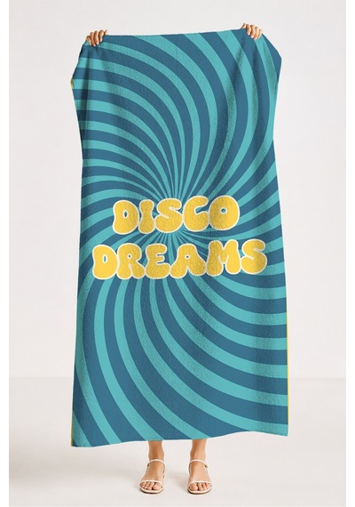 Retro Disco Dreams Modern Plaj Havlusu - Turkuaz Lacivert Sarmal Tasarım Hızlı Kuruyan Havlu Örtü Çok Renkli
