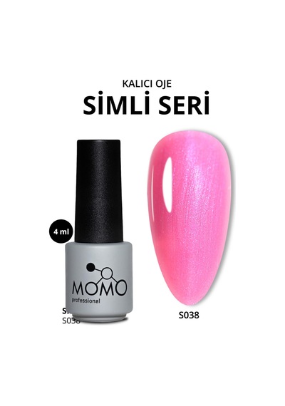 Momo Professional Kalıcı Oje S038 Mavi Sedefli Şeker Pembe 4 Ml