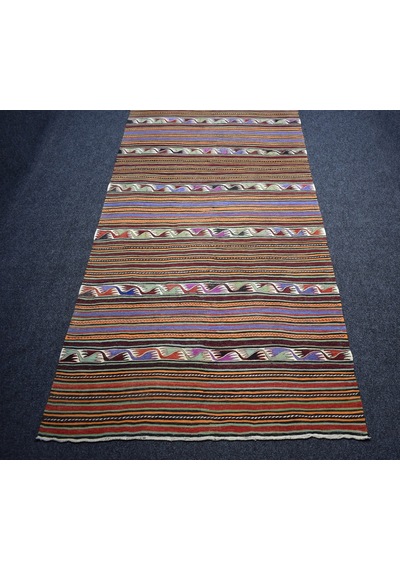 Zehra Abla Halı Vintage El Dokuma Elcik Sivrihisar Yün Kilim 7475 Çok Renkli