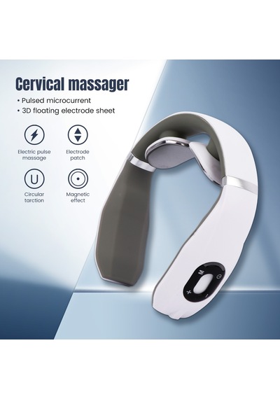 Boyun Masajı-tens Darbe Boyun Masajı Elektrikli Servikal Sıcak Kompres Masajı 9 Hız Ayarlanabilir Boyun Masaj Aparatı Relax Beyaz