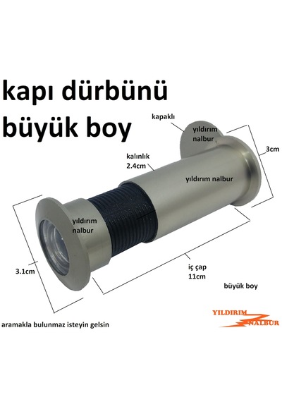Kapı Dürbünü Saten Geniş Uzun Boylu Özel Çelik Kapı Dürbün Kapakl
