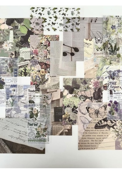 Vintage Butterfly Archive Kelebek Temalı 140 Parça Dopdolu Journal Scrapbook Seti/defter/washi