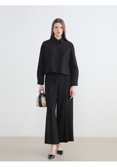 Lcw Modest Siyah Loose Fit Kadın Gömlek