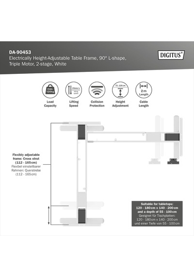 Elektrikli Yüksekliği Ayarlanabilir Masa Çerçevesi, Gri, 124-208 Cm Genel Elektrikli Yüksekliği Ayarlanabilir Masa Çerçevesi, Gri, 124-208 Cm Genel