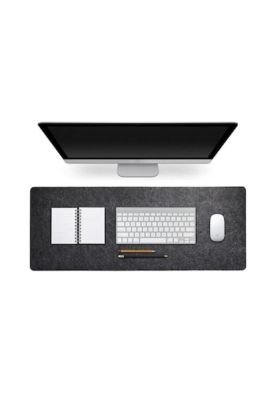 Büyük Keçe Sümen Oyun Mouse Pad Klavye Mat Masa Koruyucu 3mm Antrasit Renk 80x30cm
