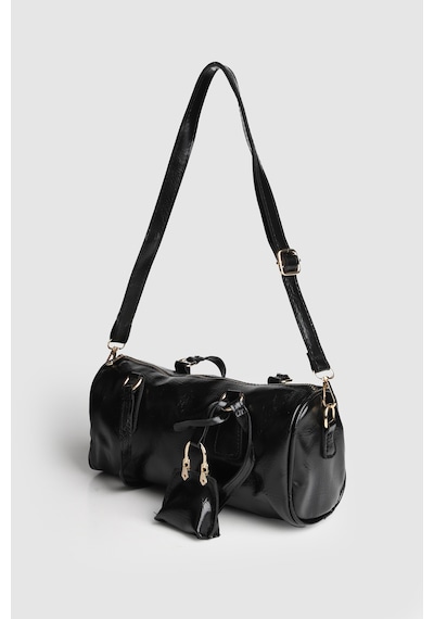 La'Graccio Paris Lagraccio Paris Kadın Carrie Vintage Charmlı Baget Çanta Kırışık Siyah Rugan