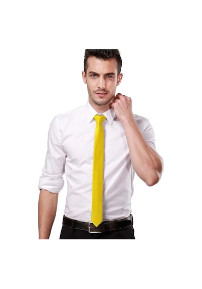 Mood Agenda Erkek Saten İnce 4 Cm Kravat Sarı