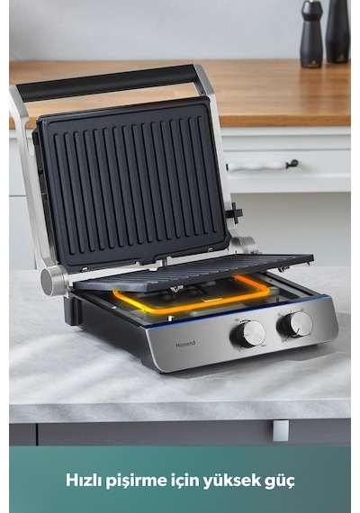 Homend Grilliant 1344h Inox Gövdeli, Döküm Çıkarılabilir Plakalı Tost Ve Izgara Makinesi