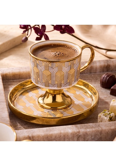 Aryıldız Quinn Yellow 12 Parça 6 Kişilik Kahve Fincan Takımı 90 Ml Çok Renkli
