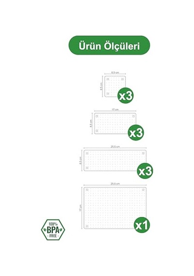 Modüler Organizer Set Mutfak Çekmece İçi Düzenleyici Çatal Kaşık Bıçak Organizeri Kristal 10'lu Set Açık Mavi