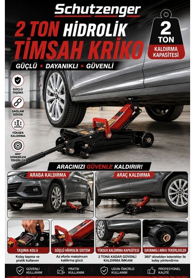 2 Ton Timsah Kriko Ve Bijon Sökme Anahtarı Araç Kaldırma Krikosu Çelik Teker Taşıma Çantalı