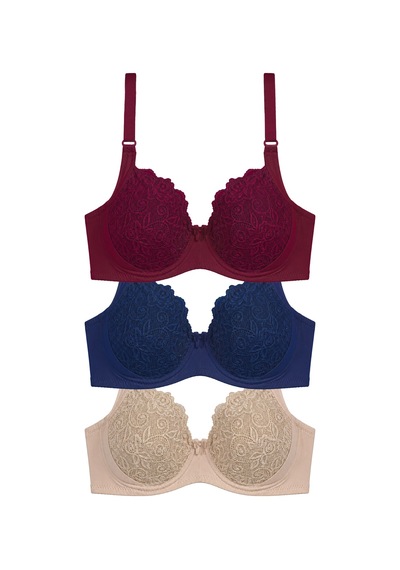 Cottonill Bra - Elora Büyük Beden Dantelli Balenli Minimizer Ayarlanabilir Askılı Kadın Sütyen 3'lü Paket Çok Renkli Cottonill Bra - Elora Büyük Beden Dantelli Balenli Minimizer Ayarlanabilir Askılı Kadın Sütyen 3'lü Paket Çok Renkli