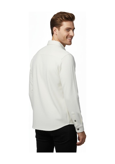 Raymons Erkek Spor Silim Fit Kanvas Tek Cepli Gömlek Bgl-st04955 Ekru