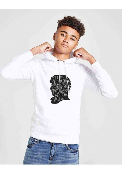Tshirthane Sherlock Impossible Baskılı Unisex Çocuk Kapüşonlu Beyaz Sweat Beyaz