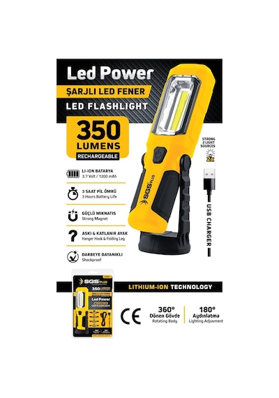 Sgs 5054 Şarjlı Led Fener 350 Lümen