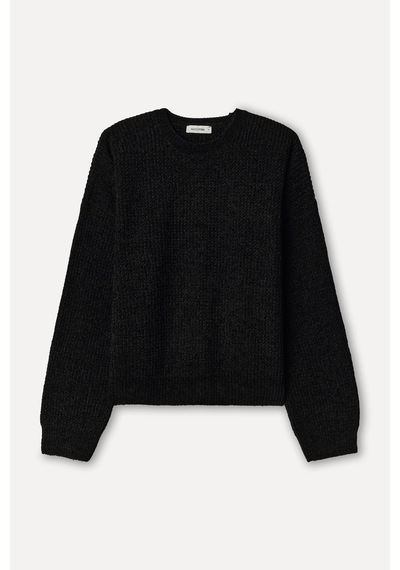 Mudo Kadın Kadın Siyah Loose Fit Bisiklet Yaka Kazak 1271719