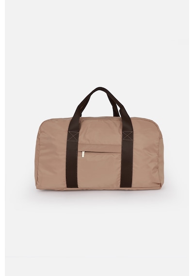 İcone Bag Kadın & Erkek Spor Çantası, Paraşüt Kumaş Önü Cepli Unisex Spor Fitness Gym Çantası Bej