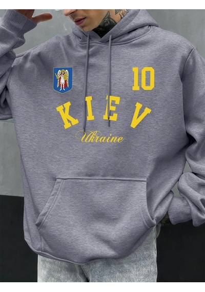 Startmore Tarzsokak Kiev Ukrayna Baskılı Erkekler Hoodie Sonbahar Gevşek Giysiler Cep Hip Hop Kazak Polar Rahat M Gri