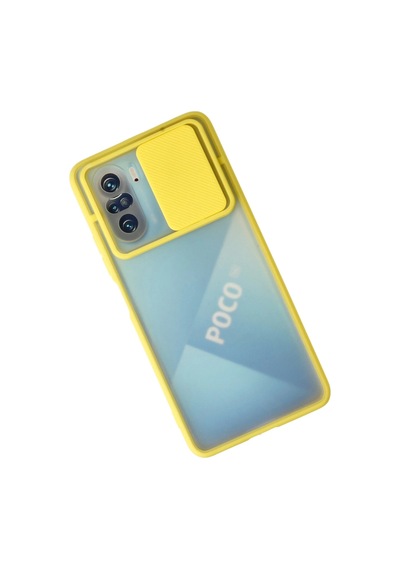 Uryport Xiaomi Poco F3 Kılıf Palm Buzlu Kamera Sürgülü Silikon - Sarı