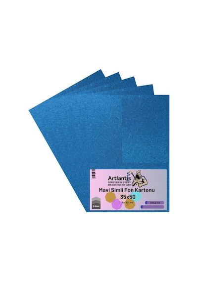 Simli Fon Kartonu 35X50 5 Adet Artlantis Simli Fon Kartonu 35x50