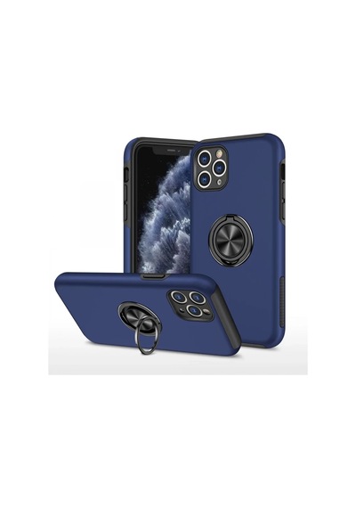 Apple Uyumlu iPhone 11 Pro Max Uyumlu Kılıf Elit Yüzüklü Kapak - Lacivert
