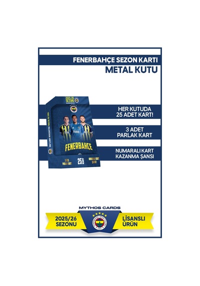 Fenerbahçe 2025-26 Sezon Kartları - Metal Kutu